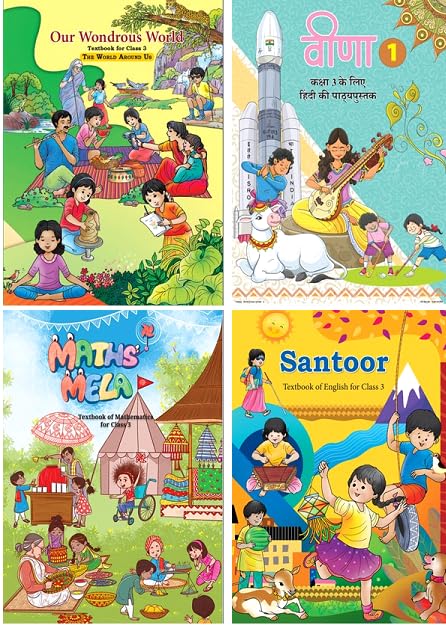 NCERT Textbooks Set, Hindi and English Learning Books for Class 3 - Our Wondrous World, Veena, Mitha's Mela, Santoor Collection latest edition Textbook Binding – Picture Book, 31 January 2025 by ncert (Author)