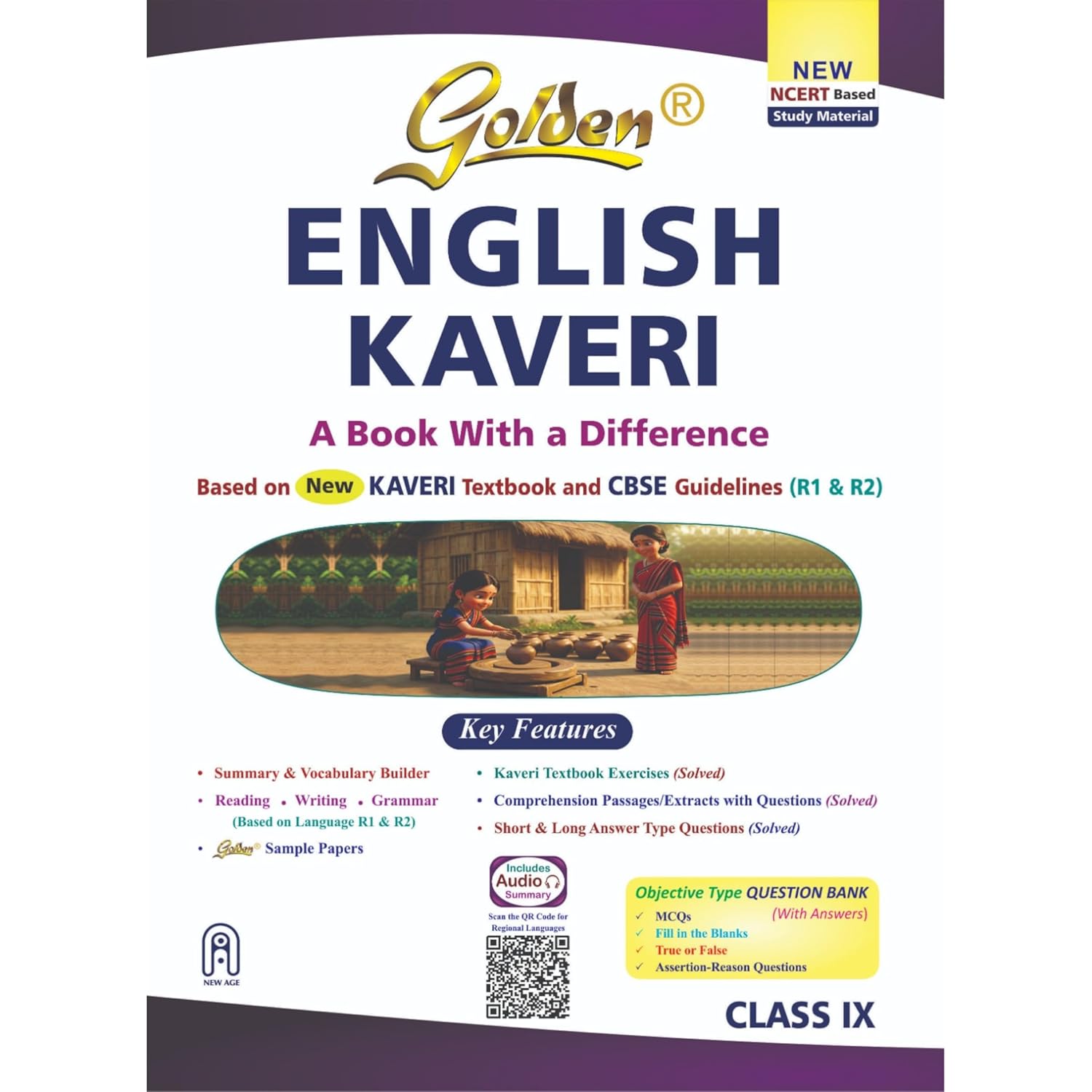 Golden English Kaveri Class 9 Guide - Based on New NCERT & CBSE Guidelines (R1 & R2) | Includes Solved Exercises, MCQs, and Audio Summary
