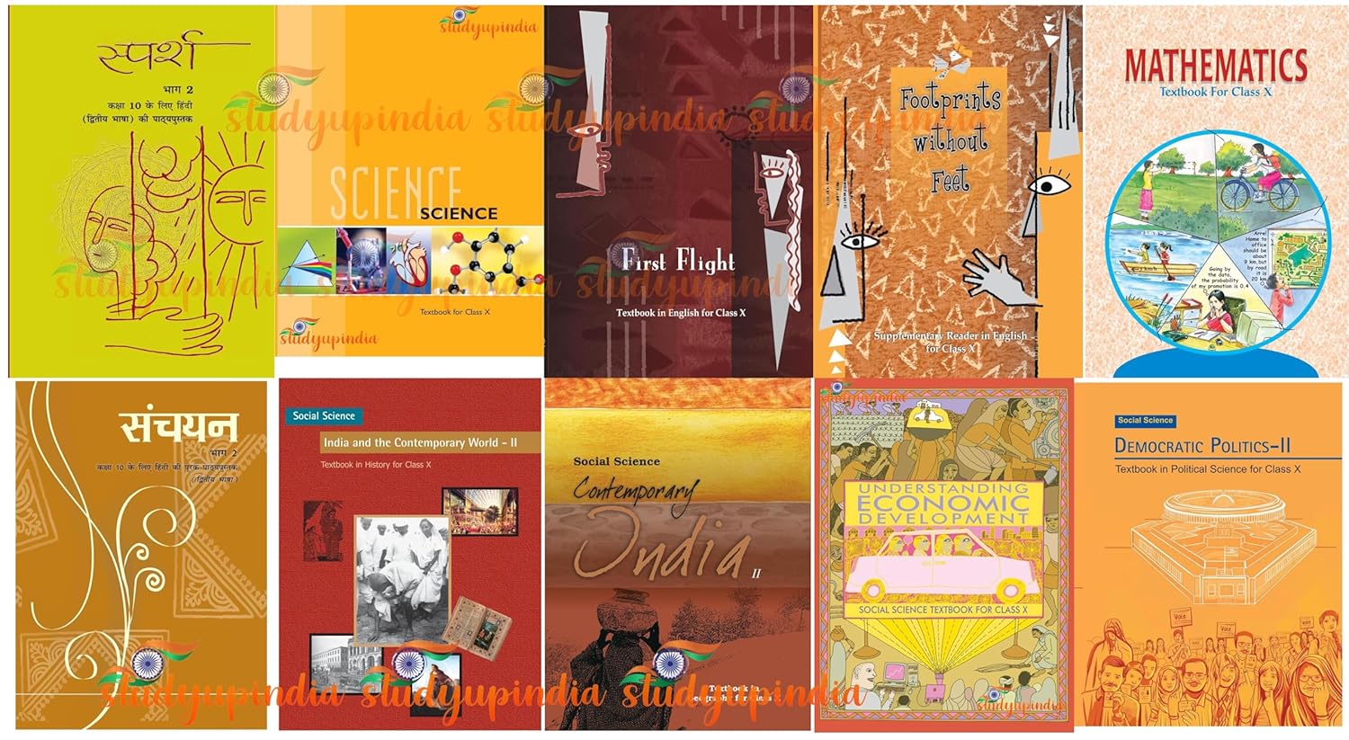 NCERT Class 10 Book Set of 10 (English Medium) 2025-26 Edition with Hindi-B Textbook for Class X | (Sparsh + Sanchayan + First Flight + ... |10th Class 2024-25 Edition 10th Books Set